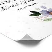 エレガントな水彩花のブライダルシャワーサイン ポスター (角)