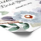 エレガントな水彩花のブライダルシャワーサイン ポスター (角)