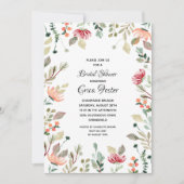 エレガントな水彩花のブライダルシャワー 招待状 (正面)