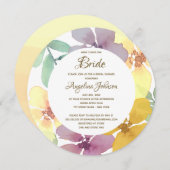 エレガントな水彩花のブライダルシャワー 招待状 (正面/裏面)