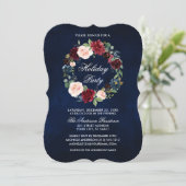 エレガントな水彩花のホリデーパーティー ブラケット 招待状 (スタンド正面)