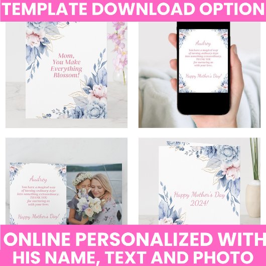エレガントな水彩花のマザーズデイ記念品 カード