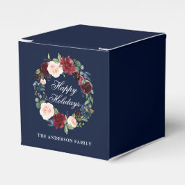 エレガントな水彩花のリース ハッピーホリデー フェイバーボックス