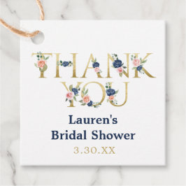 エレガントな水彩花の感謝カード フェイバータグ