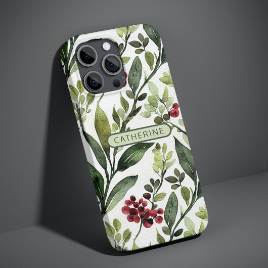 エレガントな水彩花の植物名 Case-Mate iPhoneケース