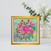 エレガントな水彩花の植物画 スプリングブーケ 招待状 (スタンド正面)