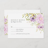 エレガントな水彩花の結婚式出欠確認カード 出欠カード (正面/裏面)