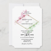 エレガントな水彩花の結婚式招待状 招待状 (正面)