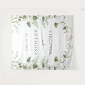 エレガントな水彩花の結婚式 タペストリー (正面(横))