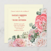 エレガントな水彩花の結婚式 招待状 (正面/裏面)