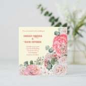 エレガントな水彩花の結婚式 招待状 (スタンド正面)