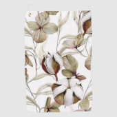 エレガントな水彩花の装飾的な目を引く ゴルフタオル (正面)