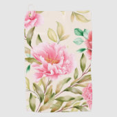 エレガントな水彩花の装飾的な目を引く ゴルフタオル (正面)