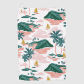 エレガントな水彩花の装飾的な目を引く ゴルフタオル (正面)