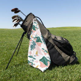 エレガントな水彩花の装飾的な目を引く ゴルフタオル