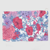 エレガントな水彩花の装飾的な目を引く ゴルフタオル (横)