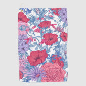 エレガントな水彩花の装飾的な目を引く ゴルフタオル (正面)