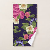 エレガントな水彩花の装飾的な目を引く バスタオルセット (ハンドタオル)