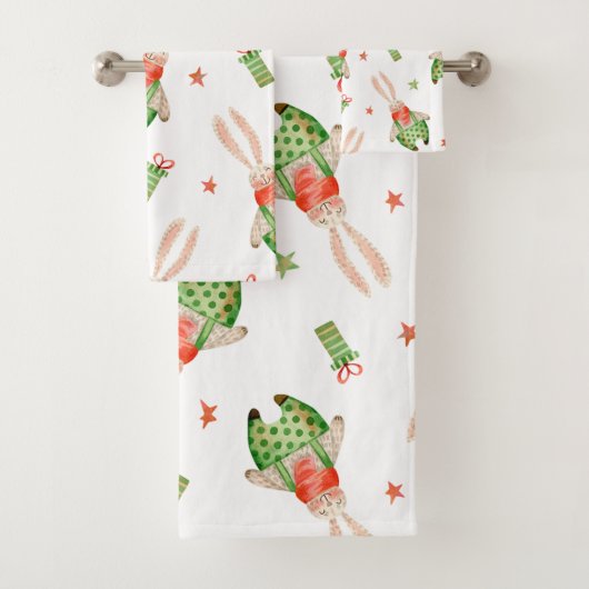 エレガントな水彩花の装飾的な目を引く バスタオルセット (インサイチュ)