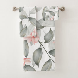 エレガントな水彩花の装飾的な目を引く バスタオルセット