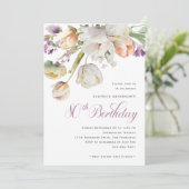 エレガントな水彩花の80歳誕生日パーティー 招待状 (スタンド正面)
