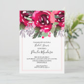 エレガントな水彩花イラストのウェディングシャワー招待状 (スタンド正面)