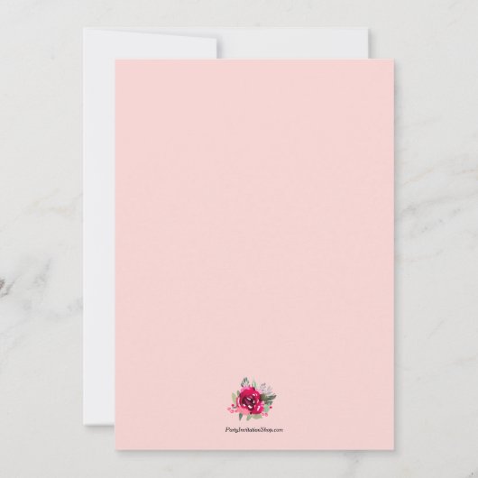 エレガントな水彩花イラストのウェディングシャワー招待状 (裏面)