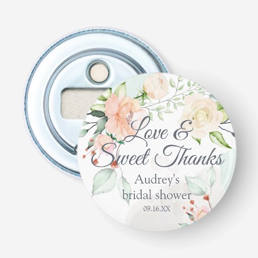 エレガントな水彩花イラストのラブ&スウィートサンクス 栓抜き (正面)