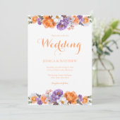 エレガントな水彩花イラストの紫の花 ウェディング 招待状 (スタンド正面)