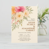 エレガントな水彩花イラストの結婚式招待状 招待状 (スタンド正面)