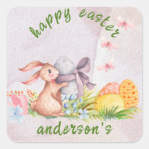 エレガントな水彩花イラスト - ハッピーイースター