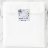 エレガントな水彩花イラスト - ハッピーイースター スクエアステッカー スクエアシール (バッグ)