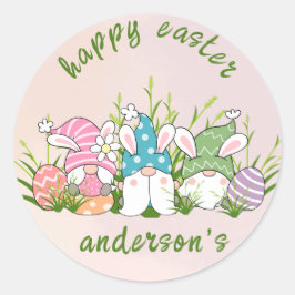 エレガントな水彩花イラスト - ハッピーイースター ラウンドシール