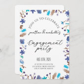 エレガントな水彩花エンゲージメントのお祝い 招待状 (正面/裏面)