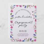 エレガントな水彩花エンゲージメントのお祝い 招待状 (正面/裏面)