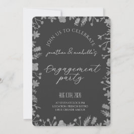 エレガントな水彩花エンゲージメントのお祝い 招待状