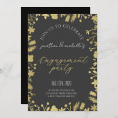 エレガントな水彩花エンゲージメントのお祝い 招待状 (正面/裏面)