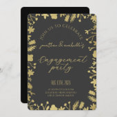 エレガントな水彩花エンゲージメントのお祝い 招待状 (正面/裏面)