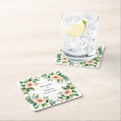 エレガントな水彩花フレーム スクエアペーパーコースター (インサイチュ)