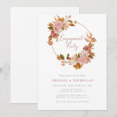 エレガントな水彩花モチーフのエンゲージメントパーティー 招待状 (正面/裏面)