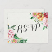 エレガントな水彩花モチーフのベビーシャワー/ウェディングシャワー 出席確認カード インビテーションポストカード (正面/裏面)
