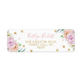 エレガントな水彩花モチーフの差出人ラベル ラベル (正面)