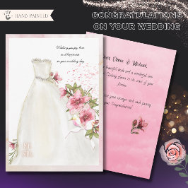 エレガントな水彩花嫁衣装の結婚お祝い シーズンカード