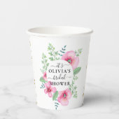 エレガントな水彩花柄のウェディングシャワーペーパーカップ 紙コップ (裏面)