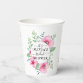 エレガントな水彩花柄のウェディングシャワーペーパーカップ 紙コップ (正面)
