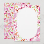 エレガントな水彩花柄のウェディング招待状 セーブザデート (正面/裏面)