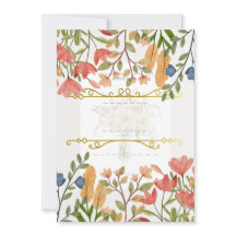 エレガントな水彩花柄のウェディング招待状 | 春