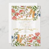 エレガントな水彩花柄のウェディング招待状 | 春 招待状 (正面/裏面)