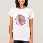 エレガントな水彩花柄の女性デザイン Tシャツ (正面)