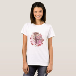 エレガントな水彩花柄の女性デザイン Tシャツ